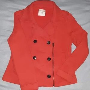 Old Navy Small Orange Velor Peacoat Style Coat
